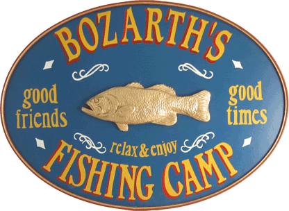 334 Fishing Camp Oval Personalized Sign