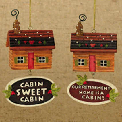 Cabin Ornaments - Pair W3419